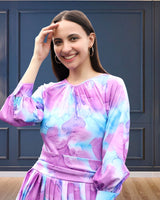 Ethereal Flow Marble Print Maxi Spandex Dress