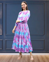 Ethereal Flow Marble Print Maxi Spandex Dress