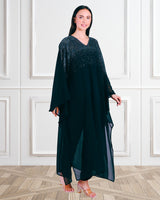 Women's Sequins Motifs Embellished Georgette Kaftan Set