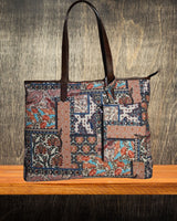 ETHNIC PATCHWORK PRINT TOTE BAG