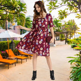 Trendy Knee-Length Floral Crepe Dress