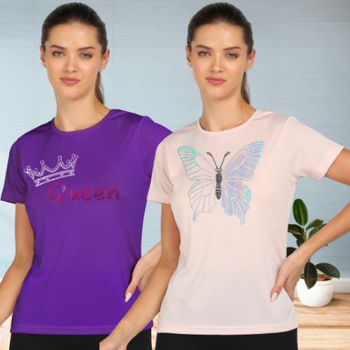 Women’s Polyester Sports T-Shirts (Pack of 2)