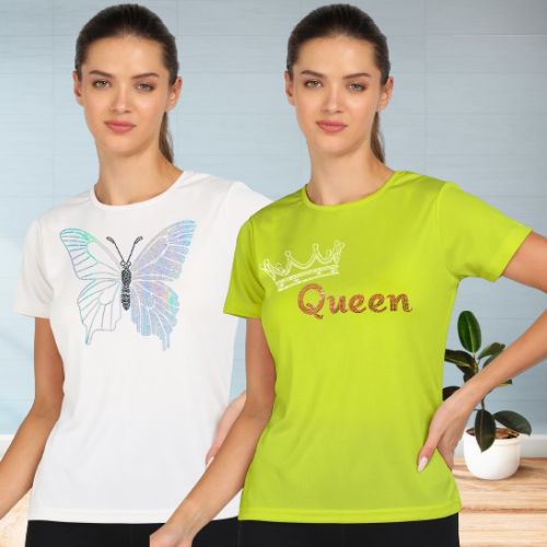 Women’s Polyester Sports T-Shirts (Pack of 2)