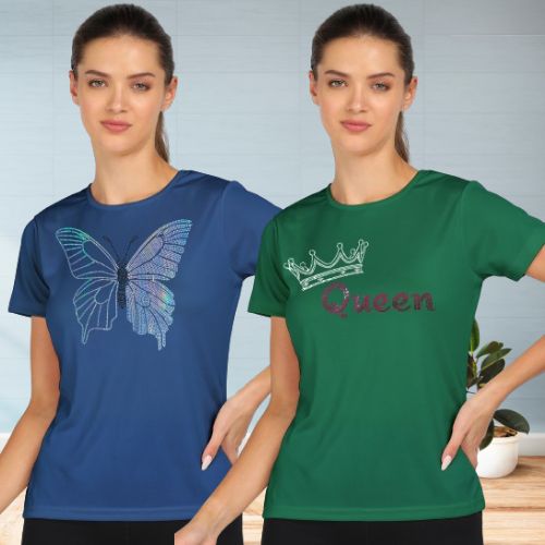 Women’s Polyester Sports T-Shirts (Pack of 2)