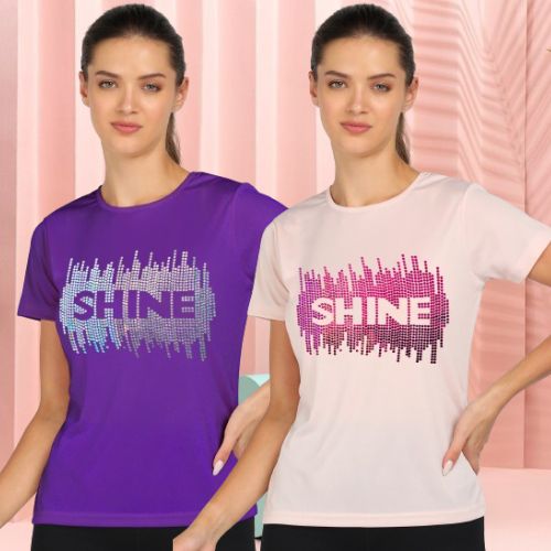 Women’s Polyester Sports T-Shirts (Pack of 2)