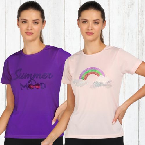 Women’s Polyester Sports T-Shirts (Pack of 2)