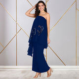 Women's Sequins Motifs Embellished Asymmetric Kurti Pant Set,