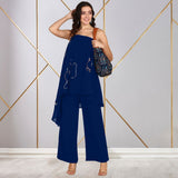 Women's Sequins Motifs Embellished Asymmetric Kurti Pant Set,