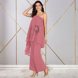 Women Sequins Motifs Embellished Asymmetric Kurti Pant Set
