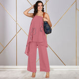 Women Sequins Motifs Embellished Asymmetric Kurti Pant Set