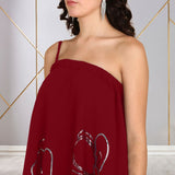 Women Sequins Motifs Embellished Asymmetric Kurti Pant Set