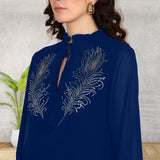 Women Sequins Motifs Embellished Asymmetric Kurti Pant Set