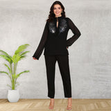 Women Sequins Motifs Embellished Asymmetric Kurti Pant Set