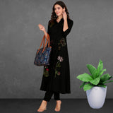 Women's Sequins Motifs Embellished Asymmetric Kurti Pant Set