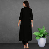 Women's Sequins Motifs Embellished Asymmetric Kurti Pant Set