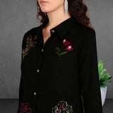 Women's Sequins Motifs Embellished Asymmetric Kurti Pant Set