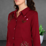 Women Sequins Motifs Embellished Asymmetric Kurti Pant Set
