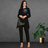 Women Sequins Motifs Embellished Asymmetric Kurti Pant Set