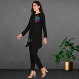 Women Sequins Motifs Embellished Asymmetric Kurti Pant Set