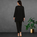 Women Sequins Motifs Embellished Asymmetric Kurti Pant Set