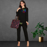 Women Sequins Motifs Embellished Asymmetric Kurti Pant Set