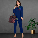 Women Sequins Motifs Embellished Asymmetric Kurti Pant Set