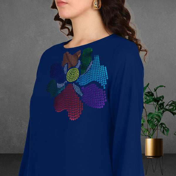 Women Sequins Motifs Embellished Asymmetric Kurti Pant Set