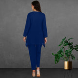 Women Sequins Motifs Embellished Asymmetric Kurti Pant Set