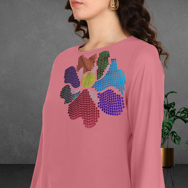 Women Sequins Motifs Embellished Asymmetric Kurti Pant Set
