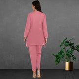 Women Sequins Motifs Embellished Asymmetric Kurti Pant Set