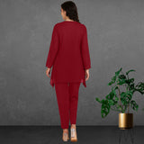 Women Sequins Motifs Embellished Asymmetric Kurti Pant Set
