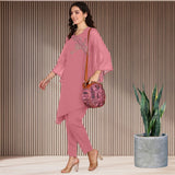 Women Sequins Motifs Embellished Asymmetric Kurti Pant Set