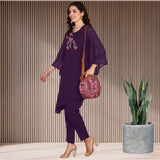 Women Sequins Motifs Embellished Asymmetric Kurti Pant Set