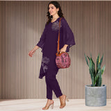 Women Sequins Motifs Embellished Asymmetric Kurti Pant Set