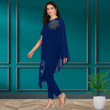 Women Sequins Motifs Embellished Asymmetric Kurti Pant Set