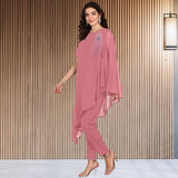 Women Sequins Motifs Embellished Asymmetric Kurti Pant Set
