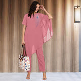 Women Sequins Motifs Embellished Asymmetric Kurti Pant Set