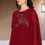 Women Sequins Motifs Embellished Asymmetric Kurti Pant Set