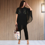Women Sequins Motifs Embellished Asymmetric Kurti Pant Set