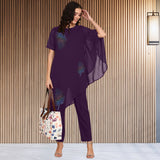 Women Sequins Motifs Embellished Asymmetric Kurti Pant Set