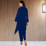 Women Sequins Motifs Embellished Asymmetric Kurti Pant Set