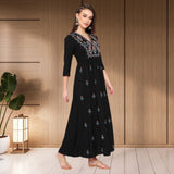WOMEN FLORAL EMBROIDED KURTI SHV 29 BLACK