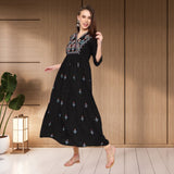 WOMEN FLORAL EMBROIDED KURTI SHV 29 BLACK