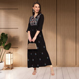 WOMEN FLORAL EMBROIDED KURTI SHV 29 BLACK