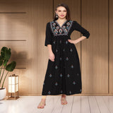 WOMEN FLORAL EMBROIDED KURTI SHV 29 BLACK