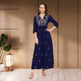 WOMEN FLORAL EMBROIDED KURTI SHV 29 BLUE