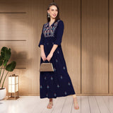 WOMEN FLORAL EMBROIDED KURTI SHV 29 BLUE