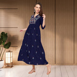 WOMEN FLORAL EMBROIDED KURTI SHV 29 BLUE