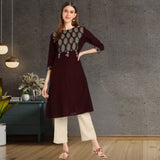 Women Block Print Cotton Rayon A-line Kurta pant set