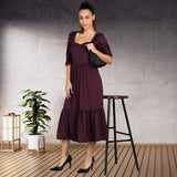 Sleek Sophistication Calf-Length Spandex Purple Dress